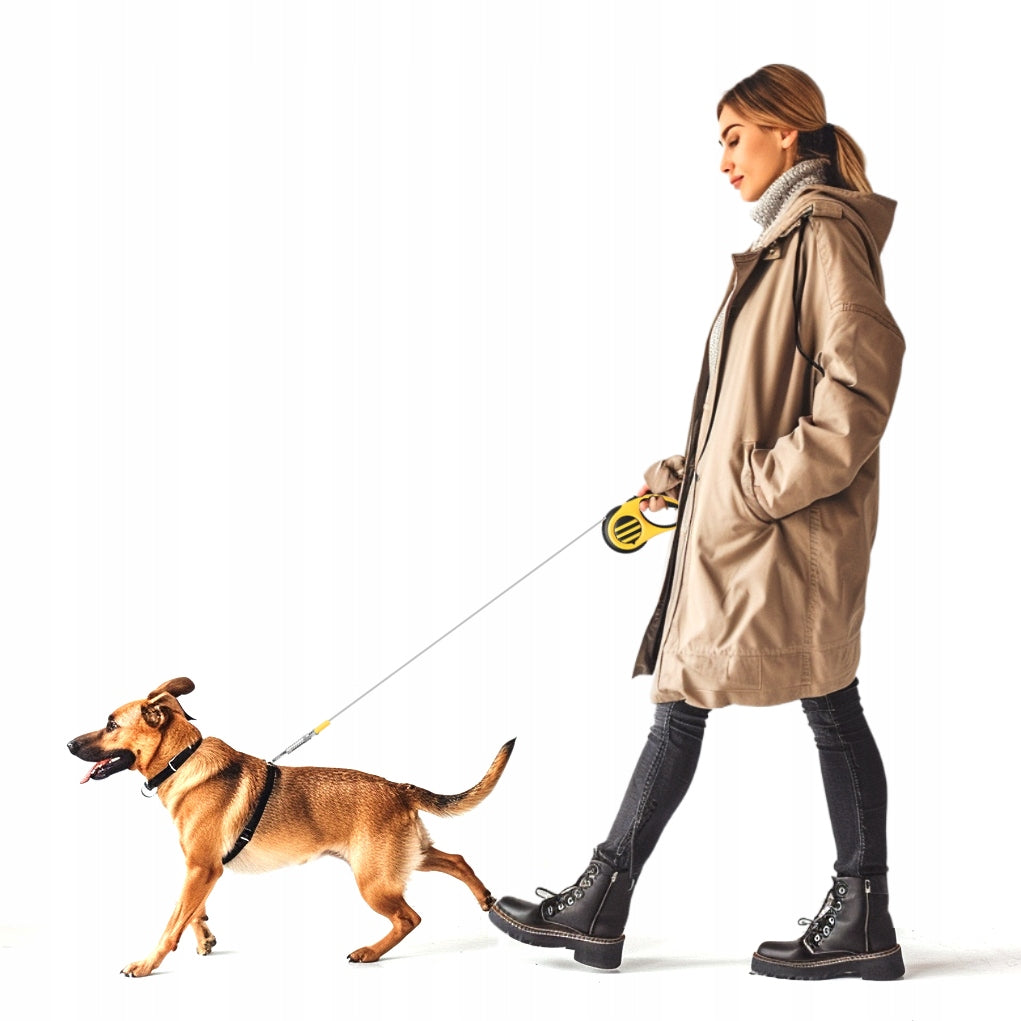 AUTOMATIC LEASH WITH LED LIGHT 5M SOLID COILED FOR CAT DOG Maximum leash length 5 m