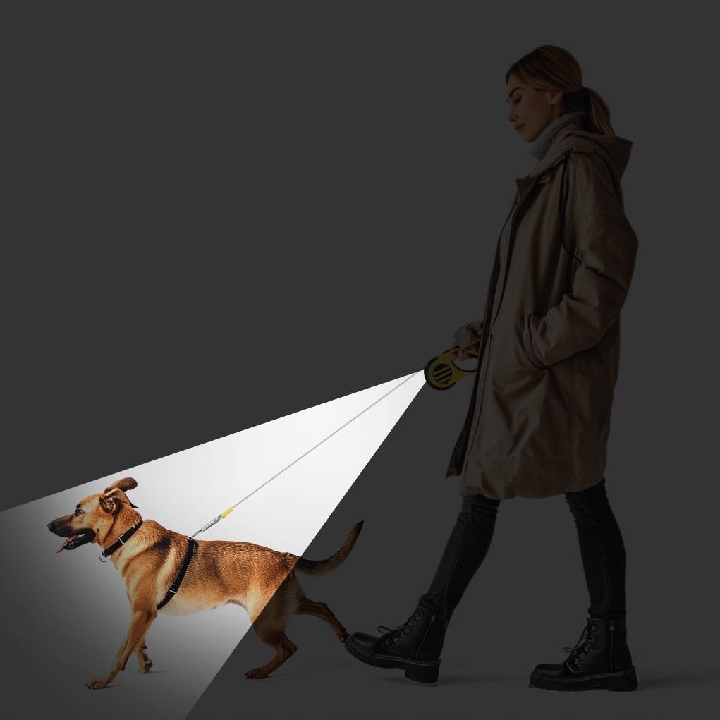 AUTOMATIC LEASH WITH LED LIGHT 5M SOLID COILED FOR CAT DOG Trade name Automatyczna Smycz z lampką LED 5m