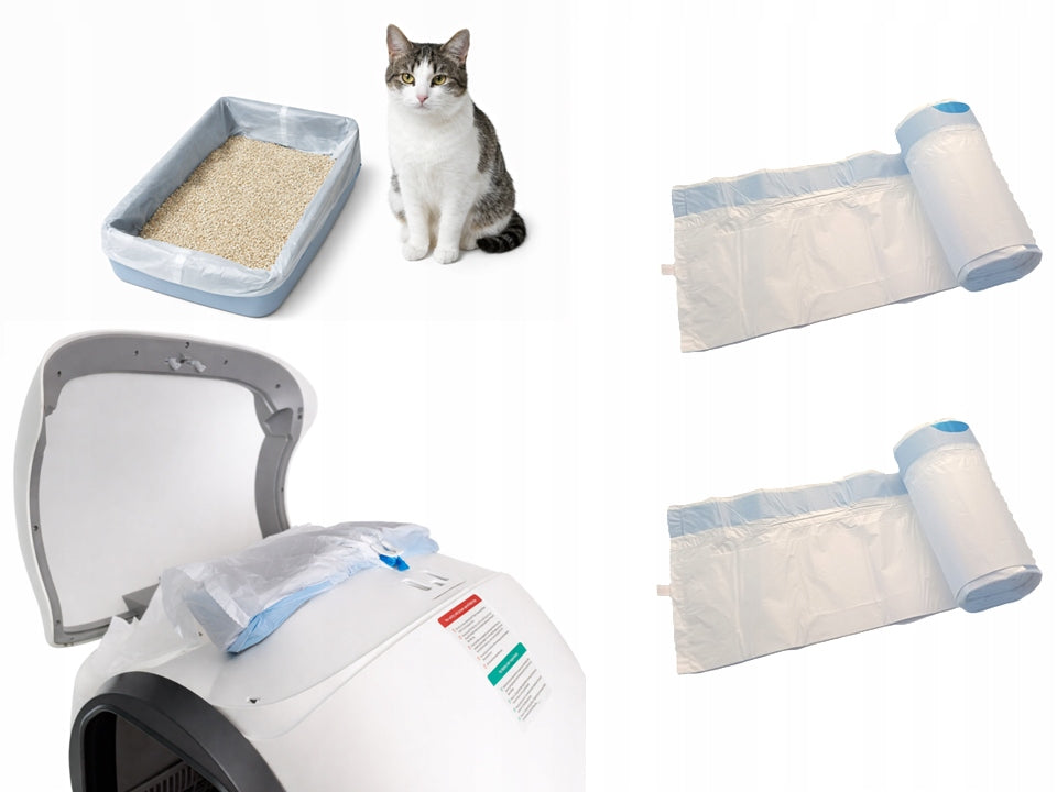 AUTOMATIC LITTER BOX BAGS 30 pieces (2 rolls) STRONG 47x45cm WITH TAPE X