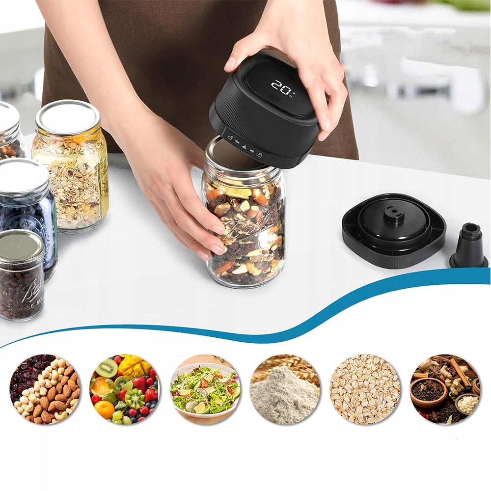 AUTOMATIC MASON JAR VACUUM PUMP WITH LIDS AND BAG Maximum seal width 8.5 cm