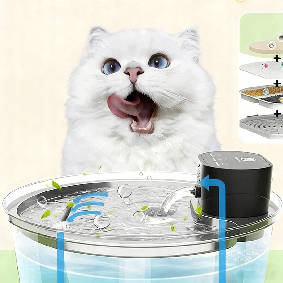 AUTOMATIC PET WATER FOUNTAIN 3,2L STAINLESS STEEL USB 5000MAH Packaging status original