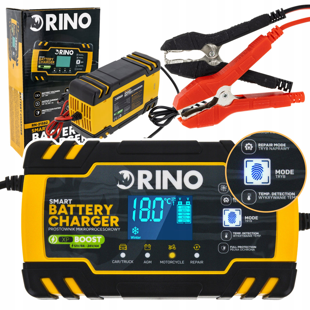 AUTOMATIC RECTIFIER MICROPROCESSOR CHARGER 12 - 24 V RINO 120AH