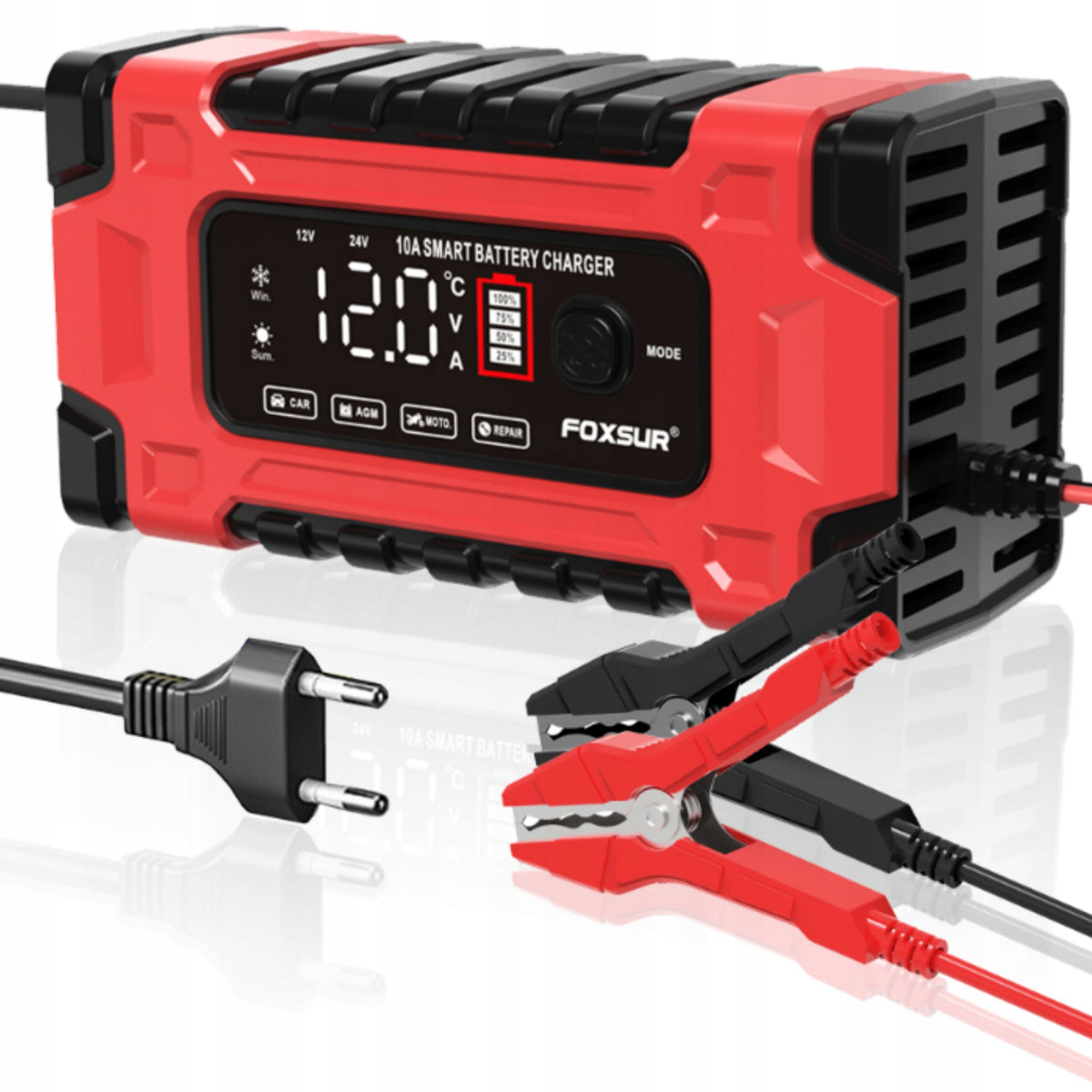 AUTOMATIC RECTIFIER SMART BATTERY CHARGER LCD 12V/24V 10A Packaging status original