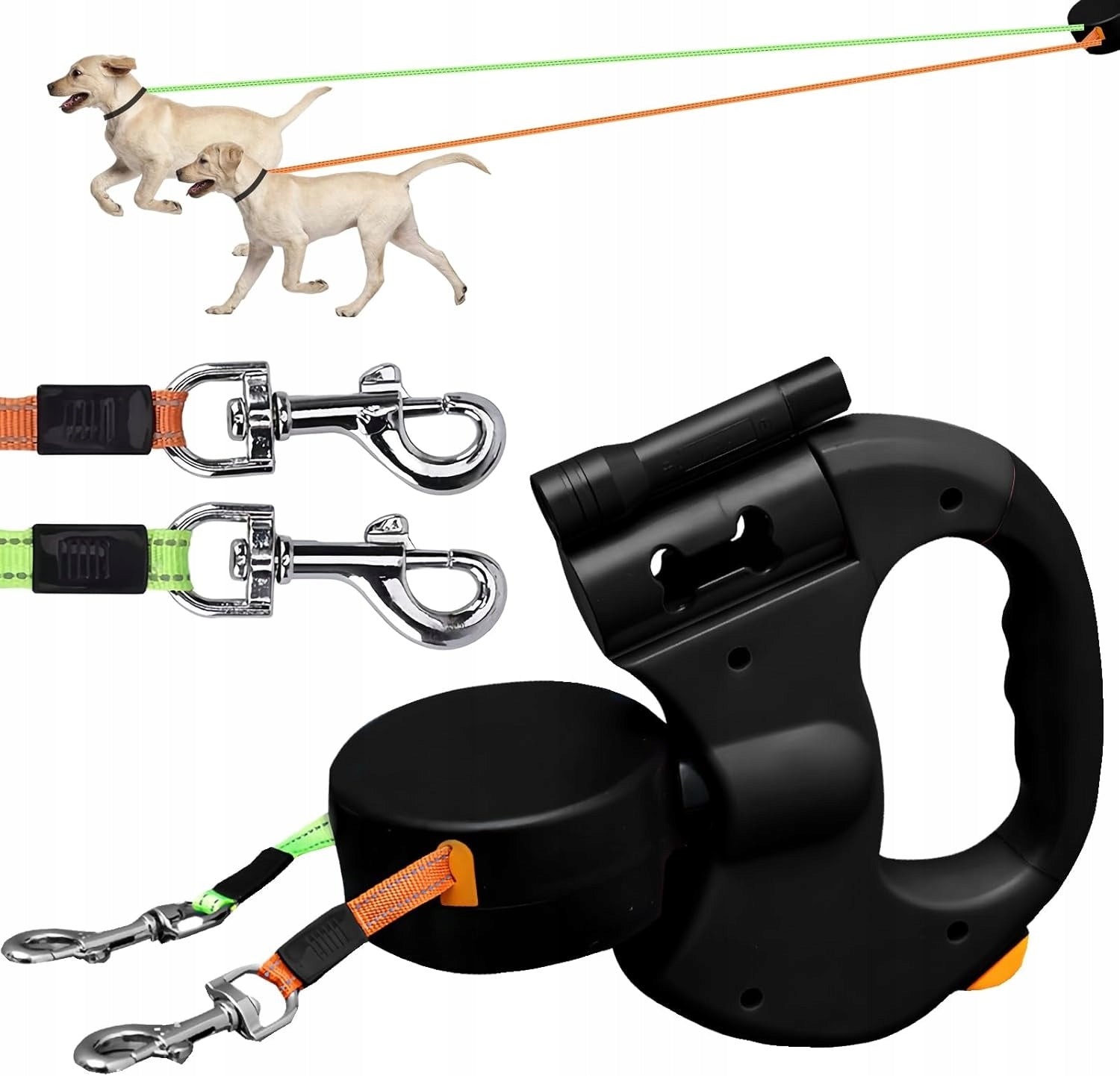 AUTOMATIC RETRACTABLE LEASH 3M LED SWIVEL BUCKLE 360° FOR DOG UP TO 13.6KG Additional features reflective elements with flashlight