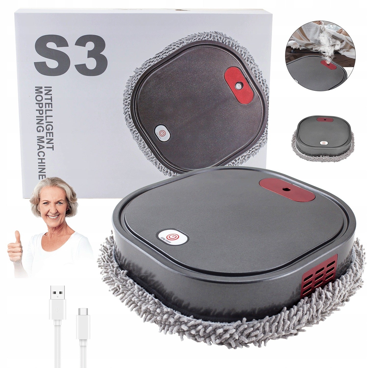 AUTOMATIC ROBOT MOPPING VACUUM CLEANER FOR APARTMENT WITH LIGHT SENSOR