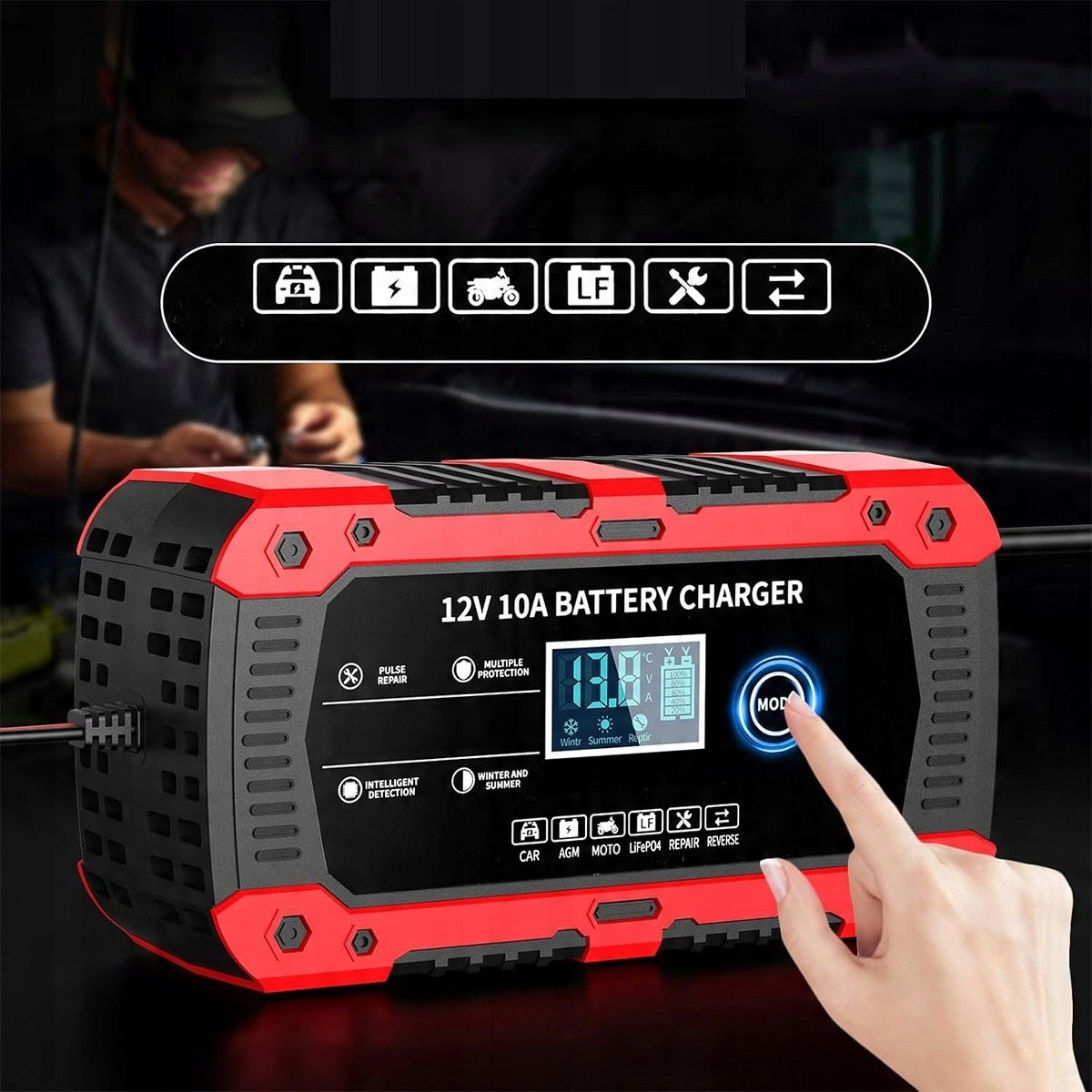 AUTOMATIC Rectifier WITH BATTERY REPAIR FUNCTION 12V 10A AUTOMATIC Packaging status original