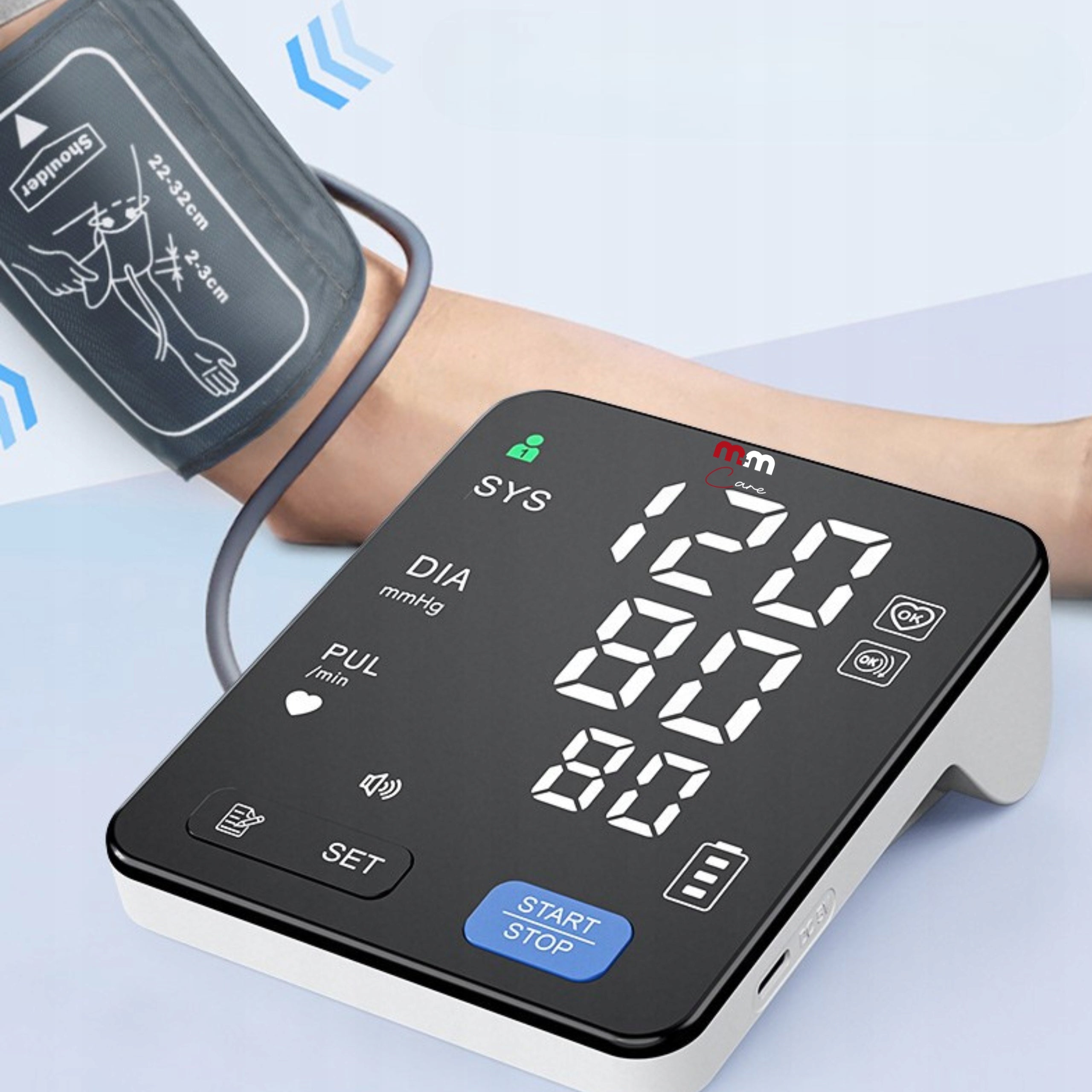 AUTOMATIC SHOULDER BLOOD PRESSURE MONITOR BP-204 LED ARRHYTHMIA in Polish USB-C Packaging status original