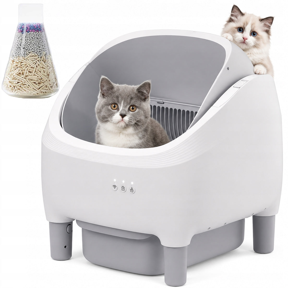 AUTOMATIC SMART CAT LITTER BOX WITH REMOVABLE ELEMENTS