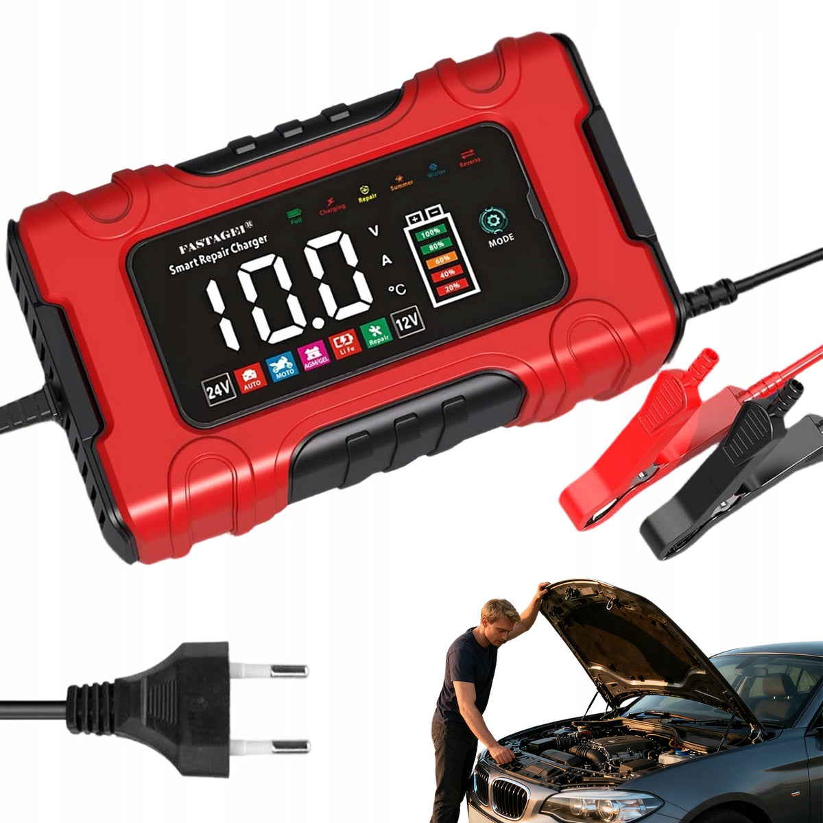 AUTOMATIC SMART RECTIFIER BATTERY CHARGER 12V/10A
