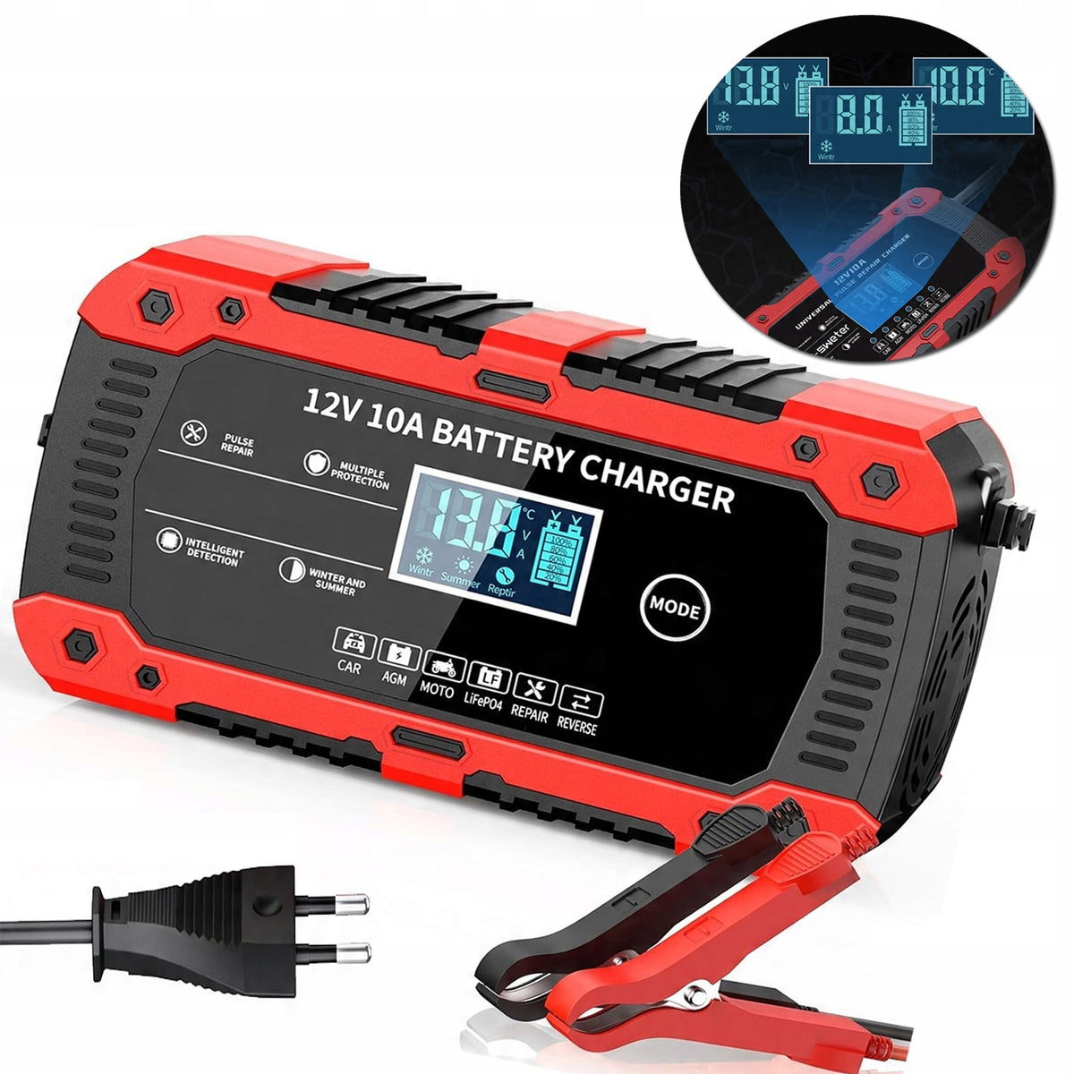 AUTOMATIC SMART RECTIFIER BATTERY CHARGER 12V 10A