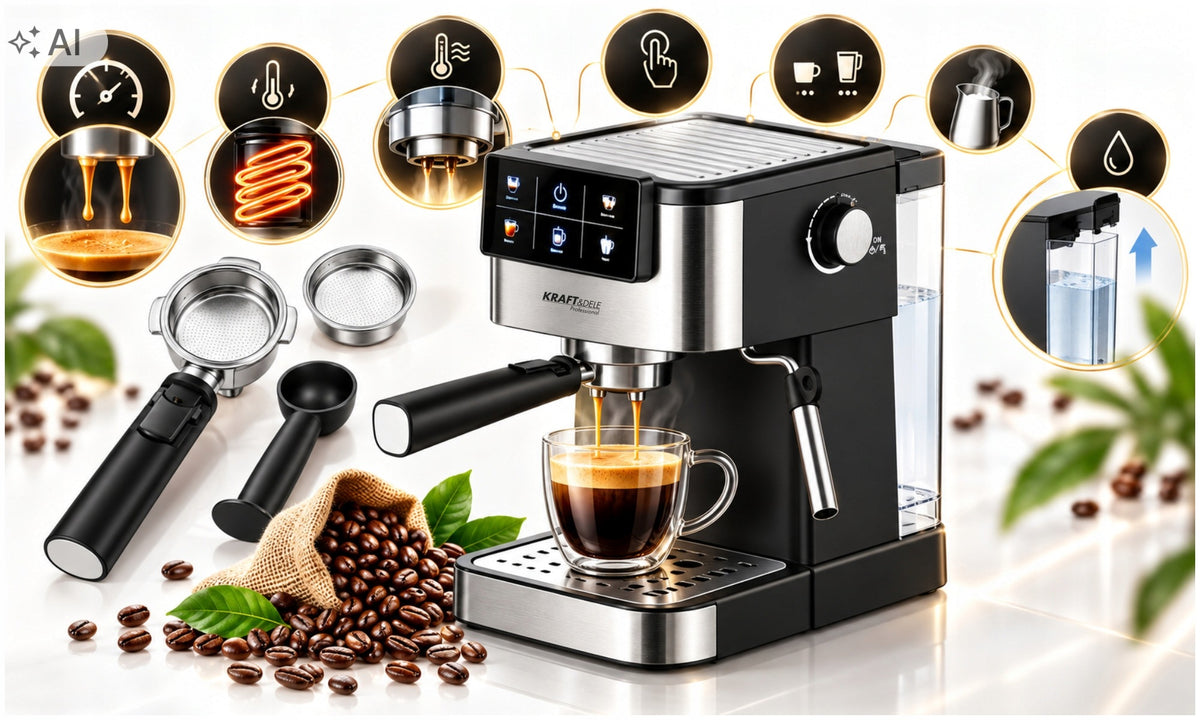 AUTOMATIC TOUCH PRESSURE COFFEE MAKER 1500W LED 20BAR FROTHER Packaging status original
