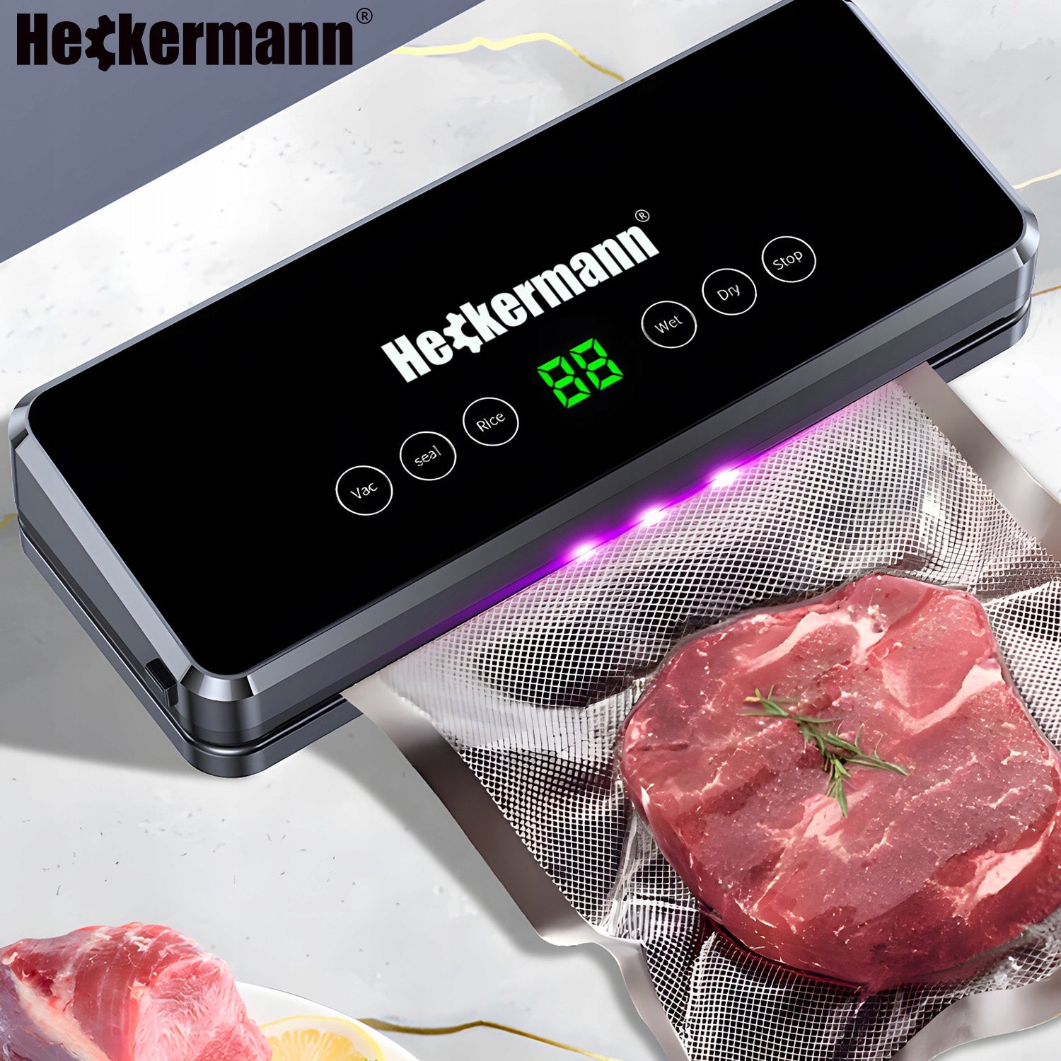 AUTOMATIC VACUUM SEALER FOR FOOD PACKAGING 0,6KPA 130W + FOILS Packaging status original