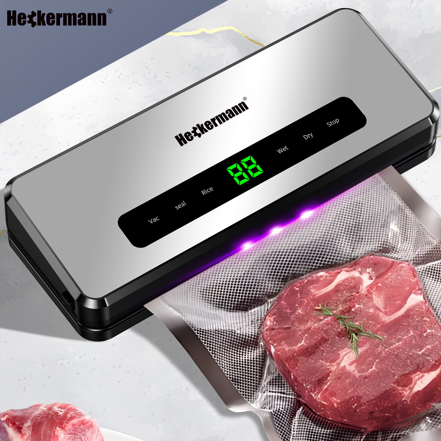 AUTOMATIC VACUUM SEALER FOR FOOD PACKAGING 0,6KPA 130W + FOILS Packaging status original