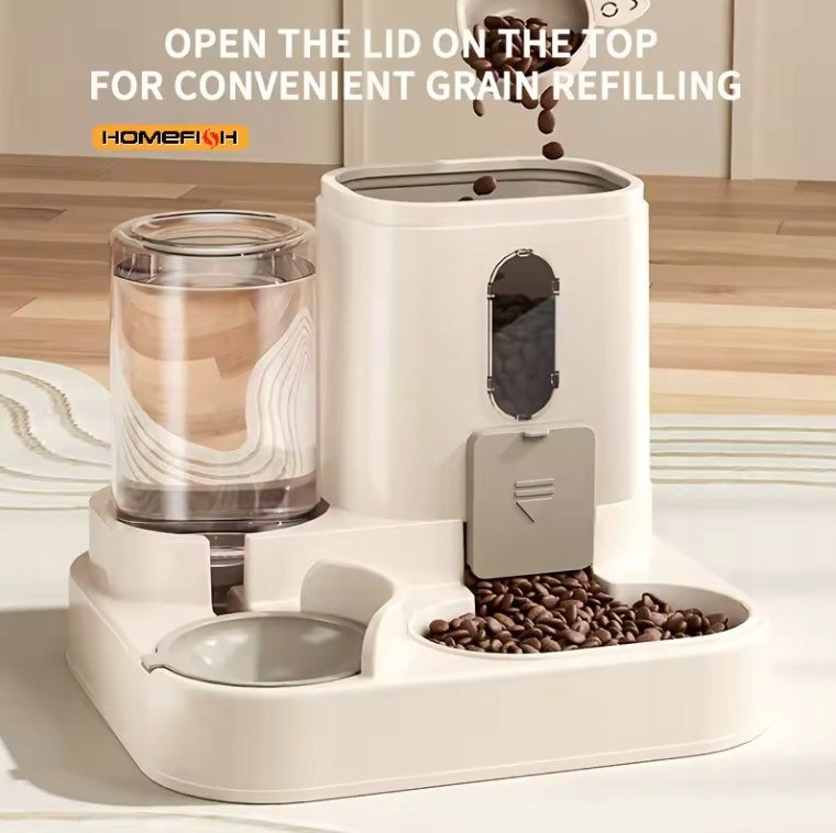 AUTOMATIC WATER AND FOOD FEEDER CAT AND DOG BOWL DISPENSER 2IN1 DRINKER