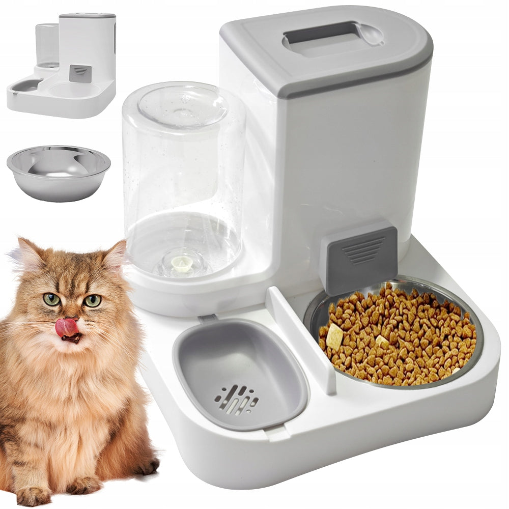 AUTOMATIC WATER AND FOOD FEEDER FOR DOG AND CAT WITH A CLEAR TANK