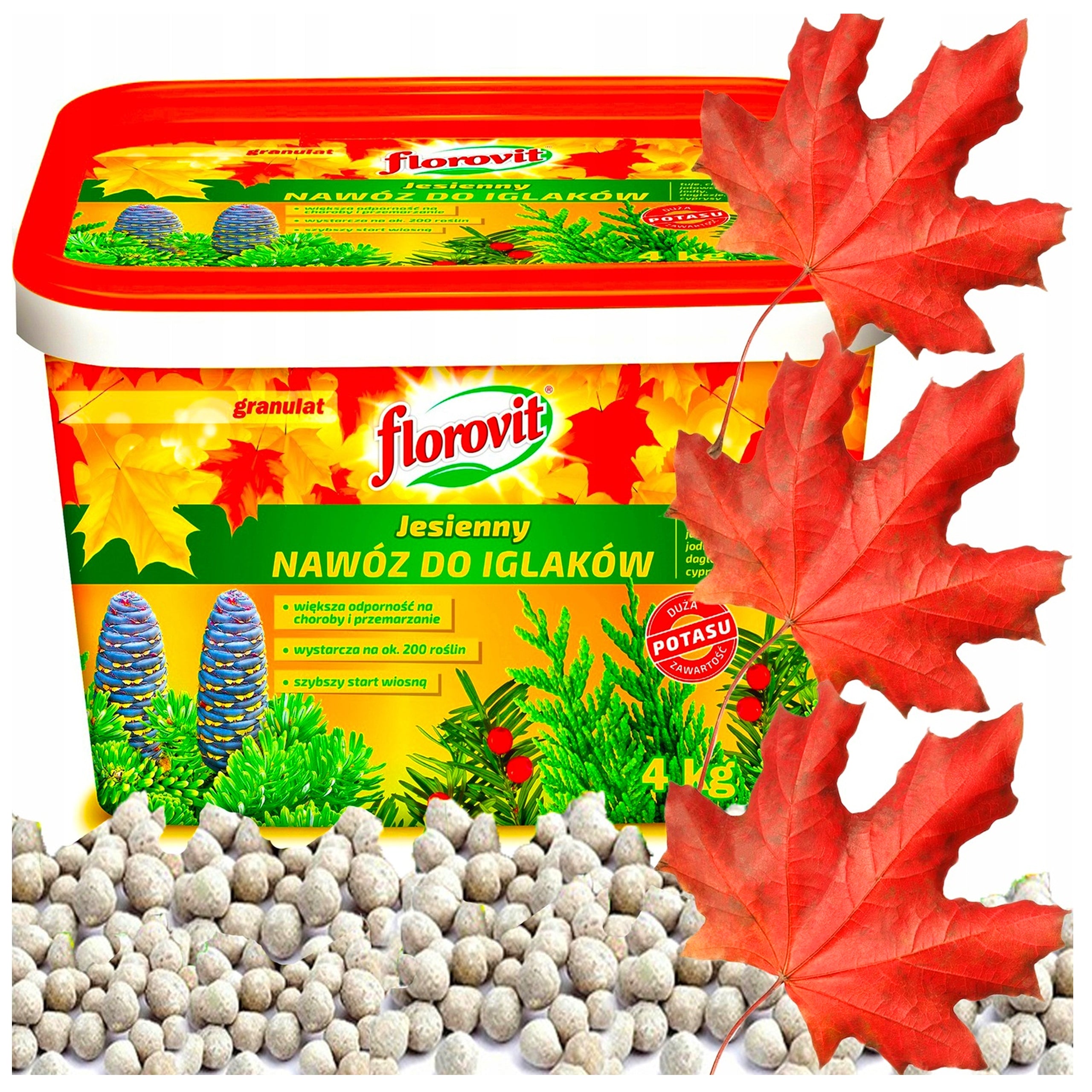 AUTUMN FERTILIZER FLOROVIT GRANULES FOR TUI TUJI THUI CYPRESS CONIFERS 4 KG
