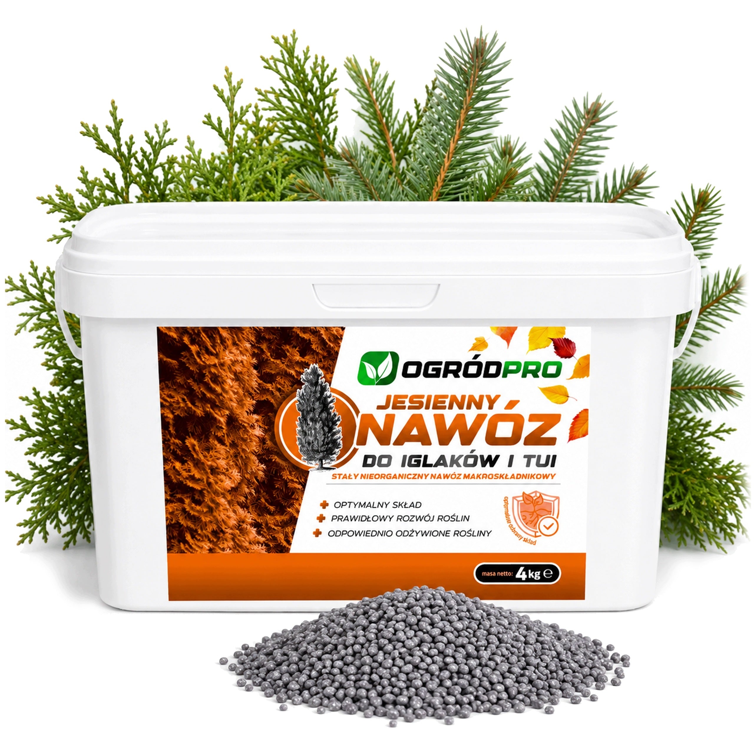 AUTUMN FERTILIZER For conifers GRANULES conifers throbs a lot of phosphorus in autumn 4 KG Packaging status original