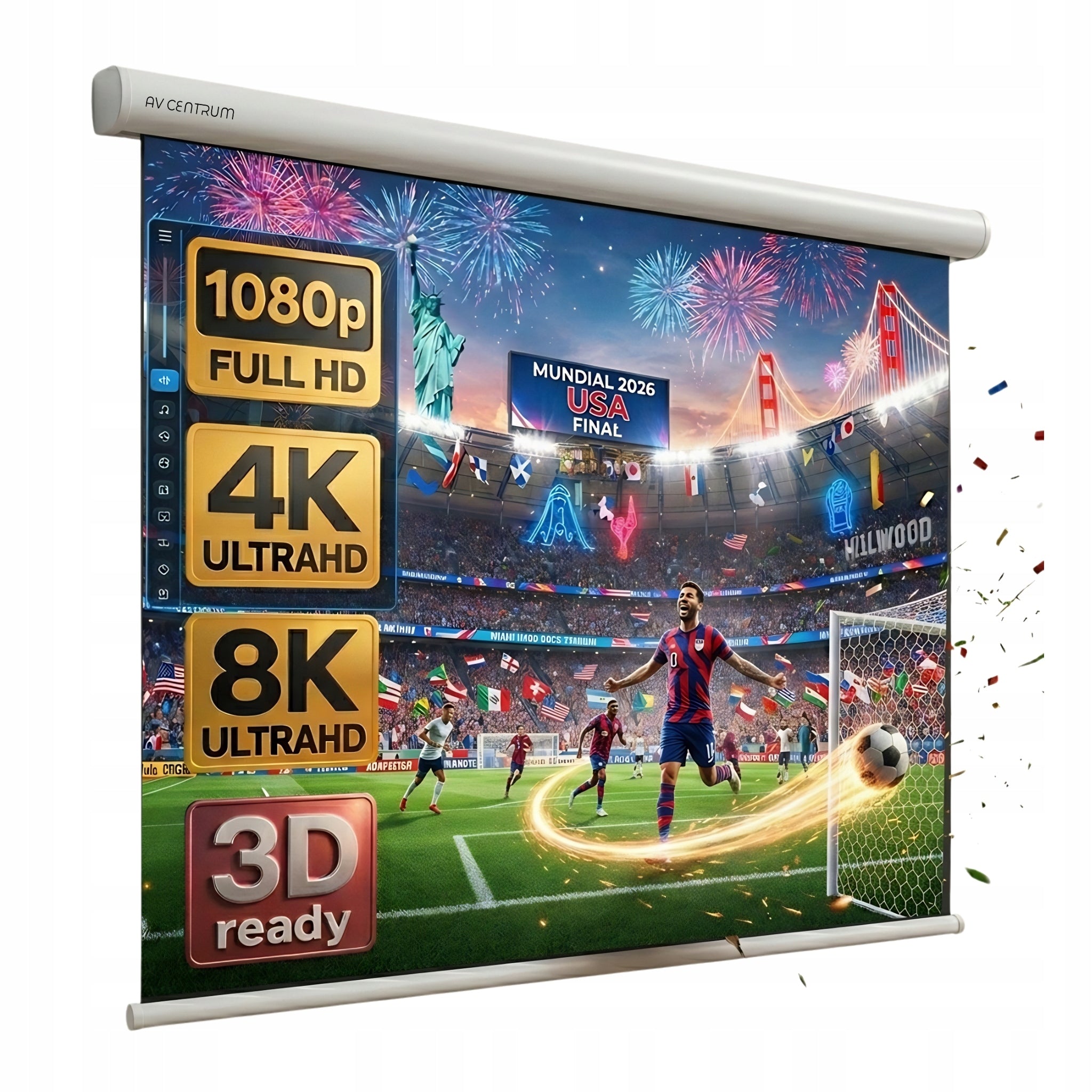 AVC-M199 100" 200x150 SEMI-AUTOMATIC AVCENTRUM WALL PROJECTION SCREEN Packaging status original