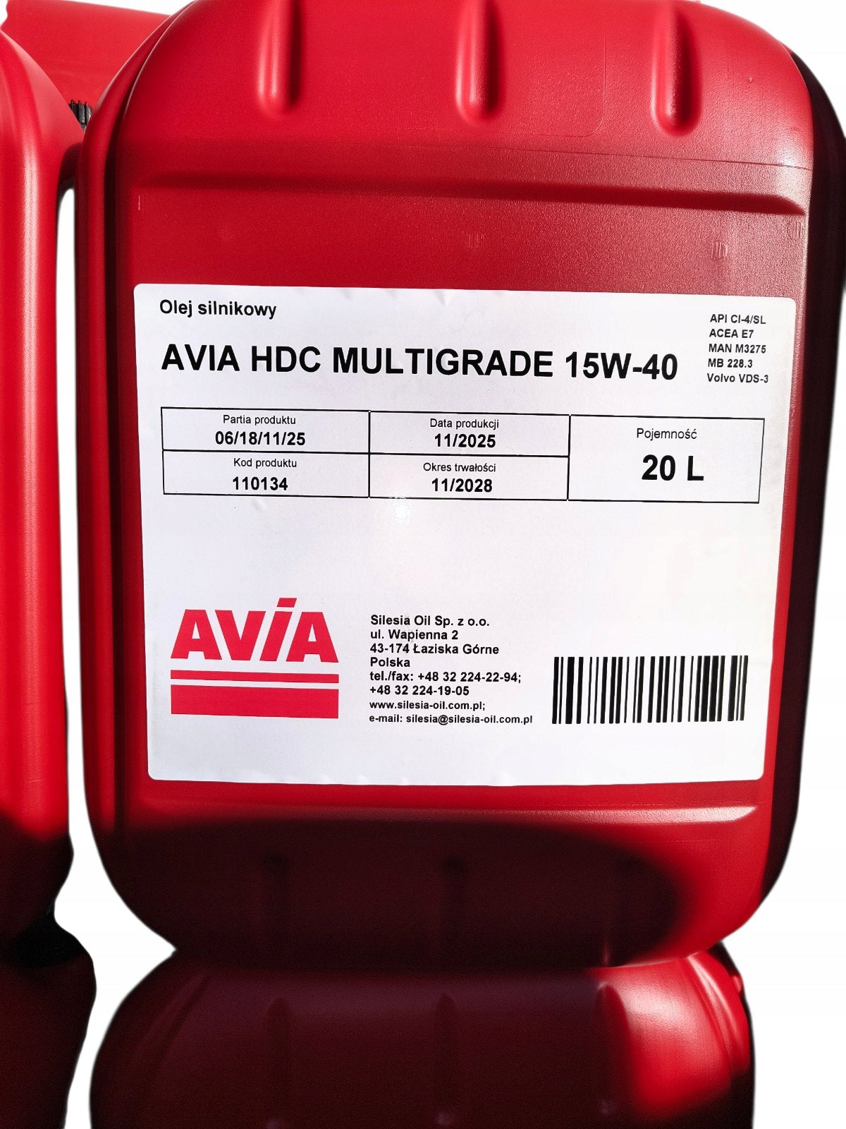 AVIA HDC 15W40 CI4 (20L) motorized, truck