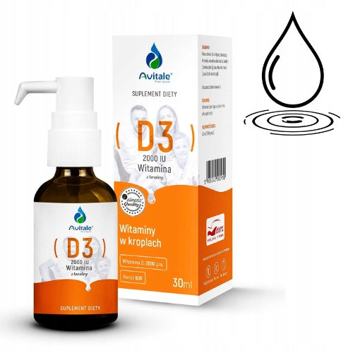 AVITALE Vitamin D3 2000 IU from Lanolin Olive 30ml IMMUNITY - TEETH - BONES