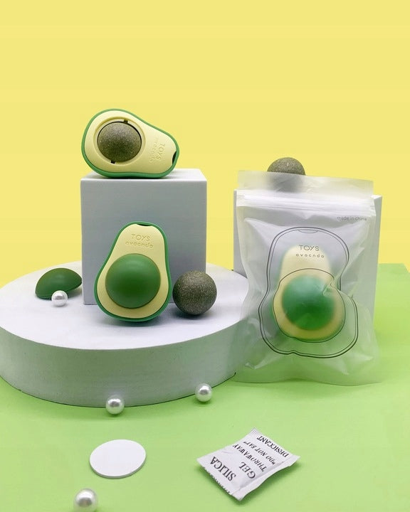AVOCADO SHAPED CAT TOY WITH CATNIP ROTATING BALL FOR LICKING Brand Trader
