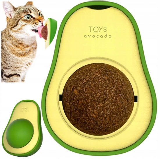 AVOCADO SHAPED CAT TOY WITH CATNIP ROTATING BALL FOR LICKING