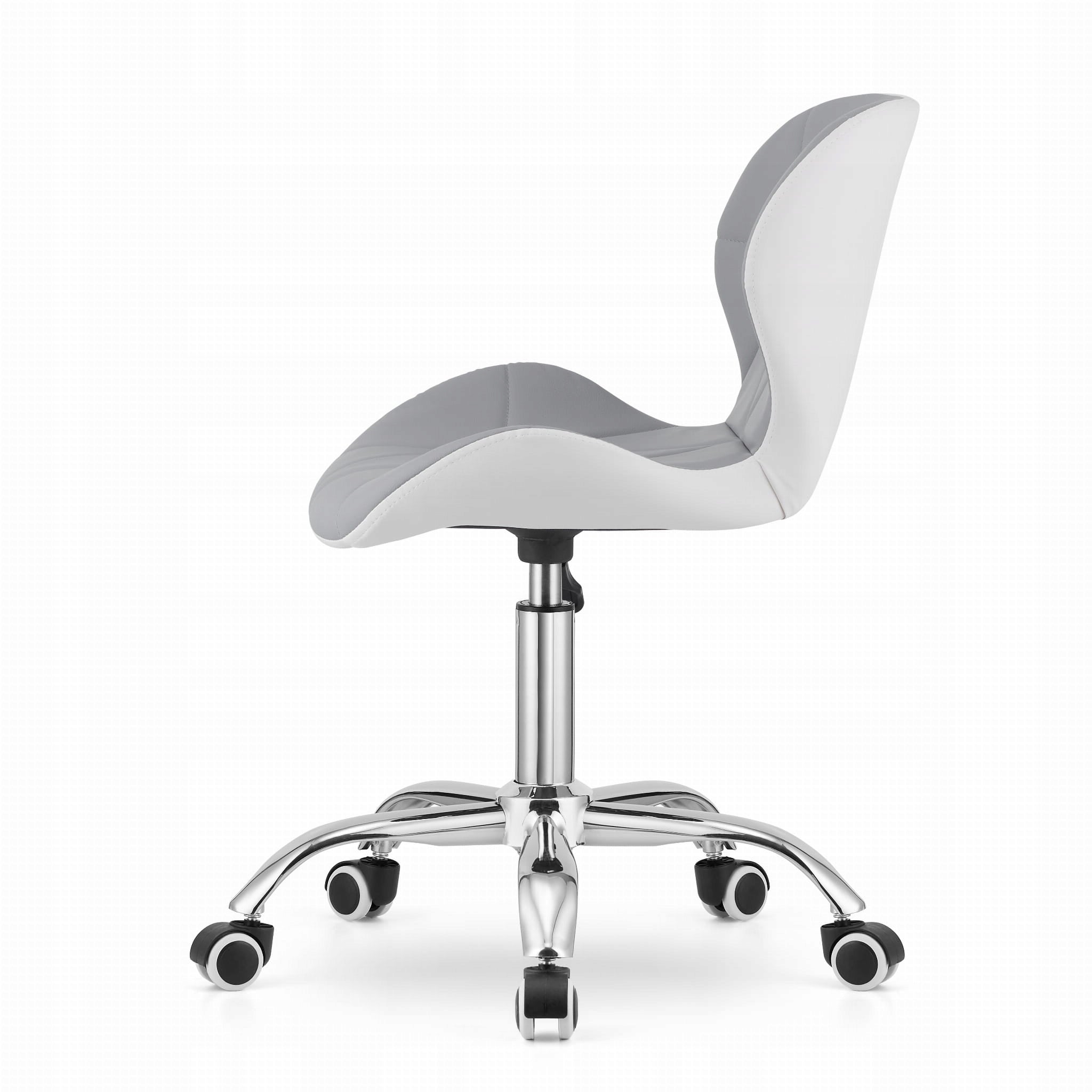 AVOLA office chair with eco-leather, grey and white Furniture depth 55.5 cm