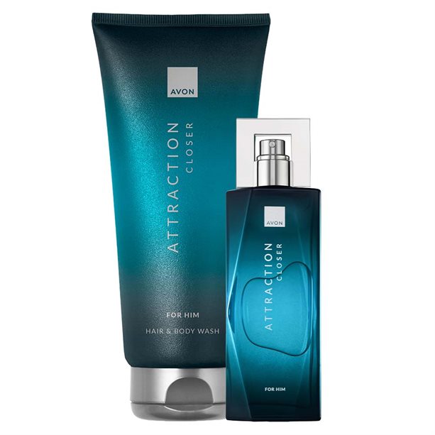 AVON ATTRACTION CLOSER EAU DE PARFUM FOR HIM 75 ML + GEL 200 ML