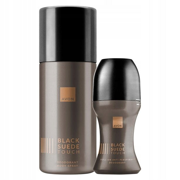 AVON BLACK SUEDE TOUCH SET OF 2 COSMETICS BALL + DEODORANT FOR HIM