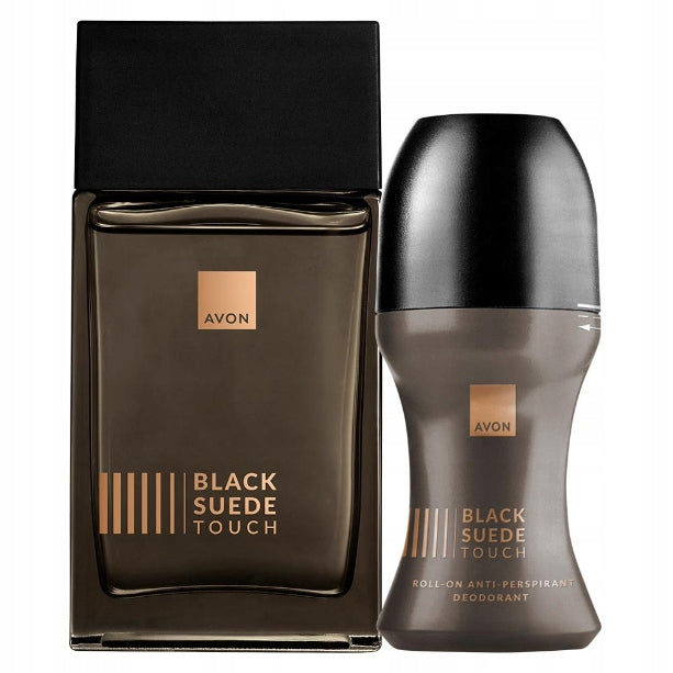 AVON BLACK SUEDE TOUCH SET OF 2 COSMETICS WATER + BALL