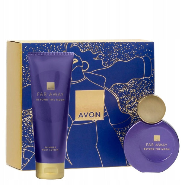 AVON FAR AWAY BEYOND THE MOON GIFT SET 2 COSMETICS BOX N