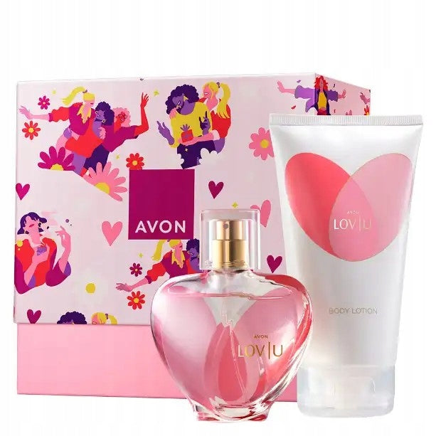 AVON LOV U SET GIFT EAU DE PARFUM + LOTION in a decorative box. Packaging status original