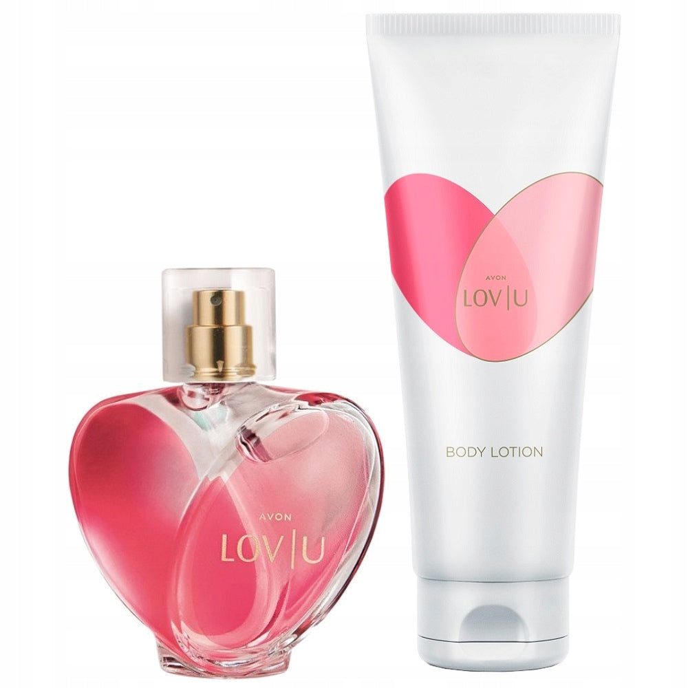 AVON LOV U SET GIFT EAU DE PARFUM + LOTION in a decorative box.