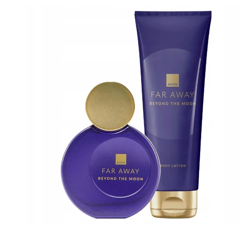 AVON SET FAR AWAY BEYOND THE MOON 2 PERFUME COSMETICS 50 ML+BALM 125 ML