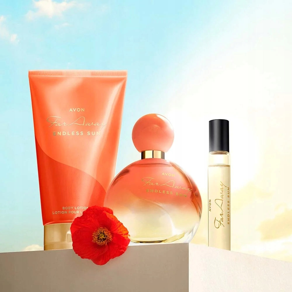 AVON SET FAR AWAY ENDLESS SUN 3 COSMETICS Packaging status original