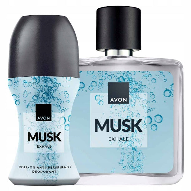 AVON SET MUSK EXHALE 2 COSMETICS WATER + BALL FOR HIM PURE