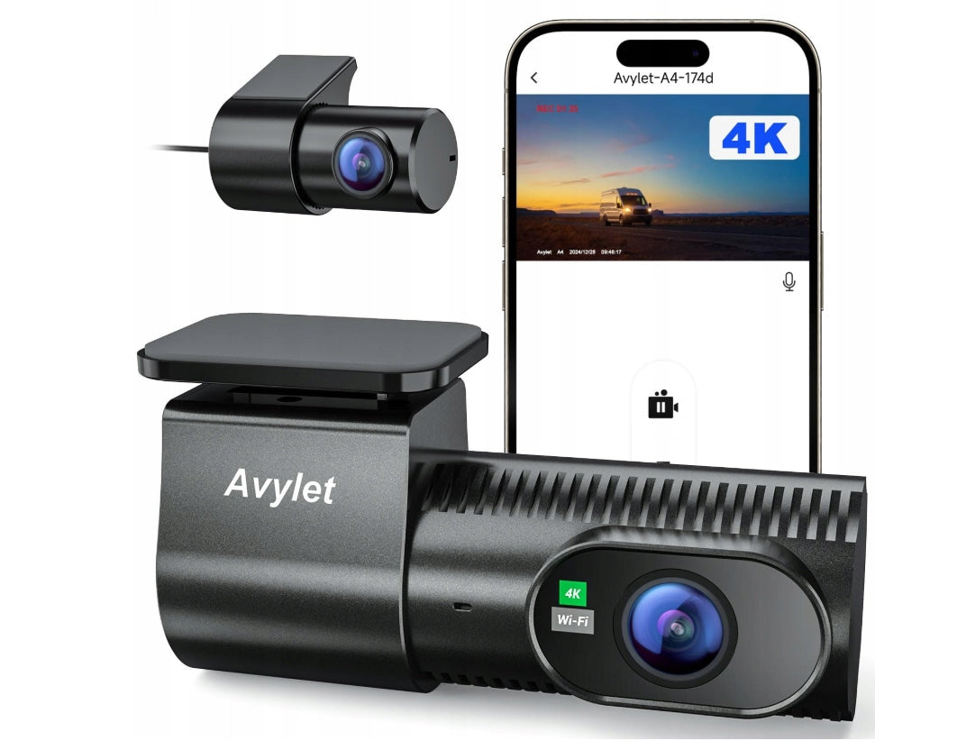 AVYLET A4 Car Camera 4K WiFi Video Recorder Front Rear