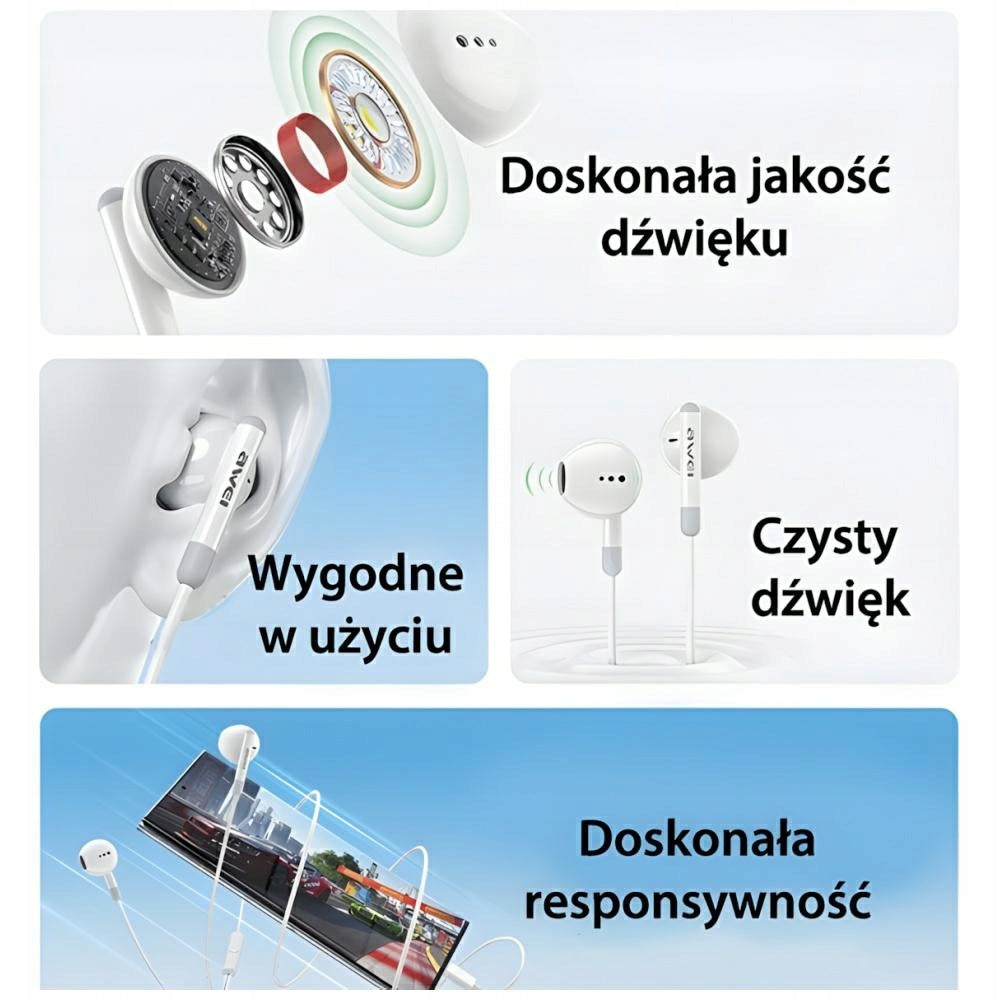 AWEI PC-6T Stereo USB-C Wired Earbuds with Remote Control Brand Awei