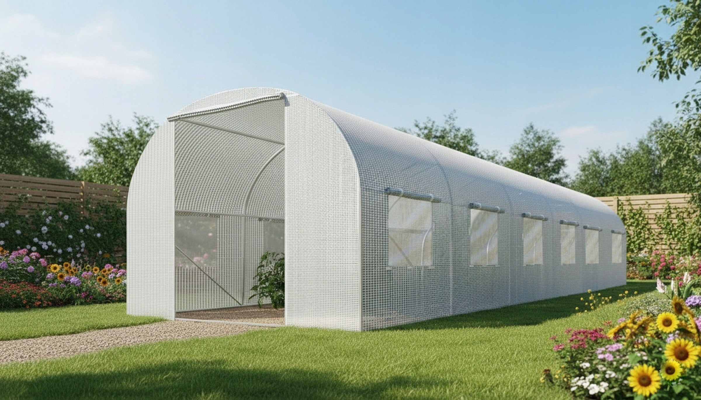 AWTOOLS GREENHOUSE GARDEN TUNNEL WHITE 3x6x2m