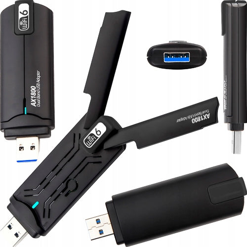 AX1800 ADAPTER NETWORK CARD WiFi6 Wi-Fi TO USB WITH 1800Mbps 5GHz ANTENNAS