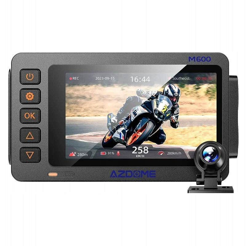 AZDOME M600 Motorcycle Video Recorder 2x1080P GPS Wi-Fi BSD