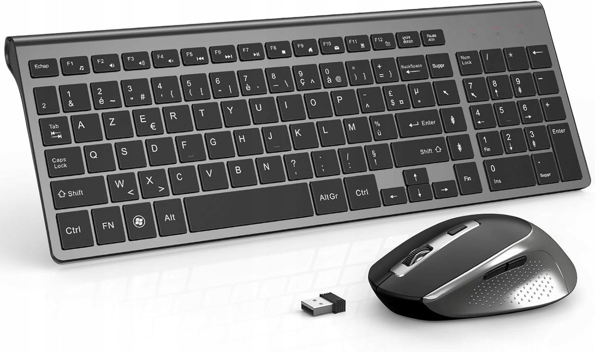 AZERTY wireless keyboard and mouse, full-size, quiet JOYACCESS