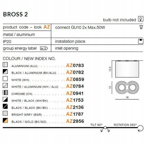 Azzardo lubinis šviestuvas Bross 2 Chrome