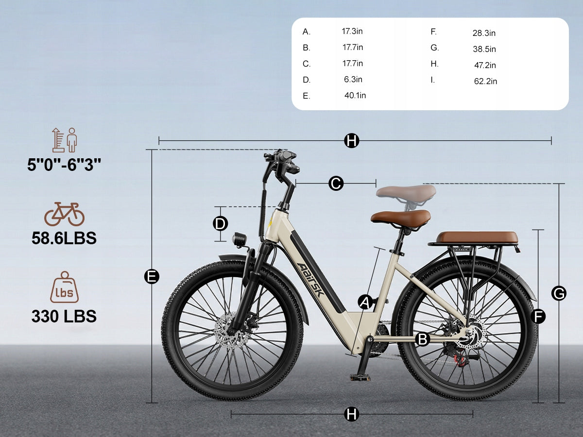 Aairsk S600 WOMEN'S ELECTRIC BIKE 26" 36V 13Ah Range 70KM E-Bike Model S600-26