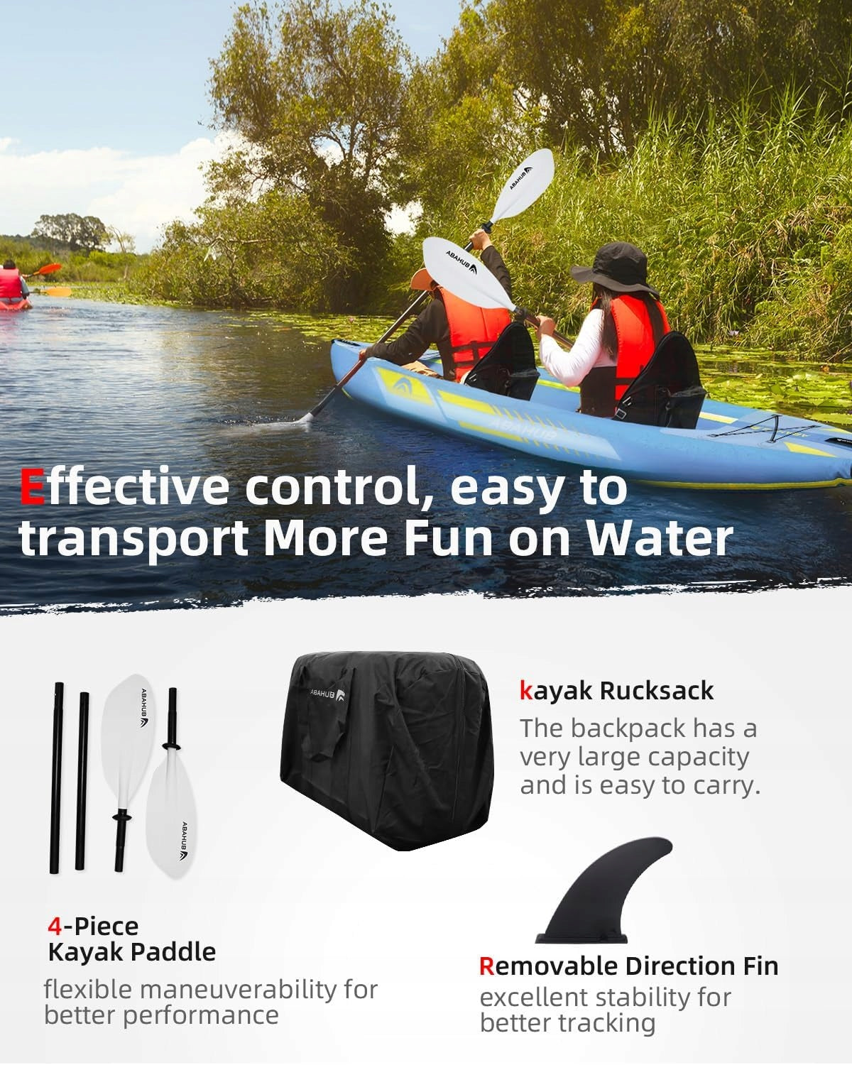 Abahub 320 cm, inflatable kayak for 1 person with paddle and seat Length 320 cm