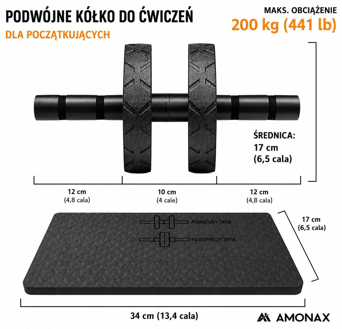 Abdominal Exercise Roller + Mat Amonax Manufacturer code AX-ROLL-SET