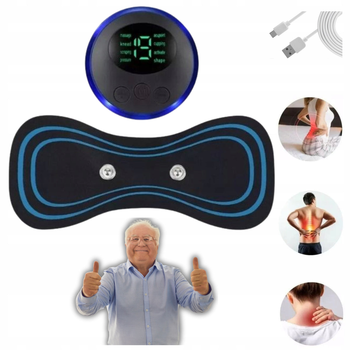 Abdominal Shoulder Neck Massager 8 Modes 19 Levels Usb NEXA