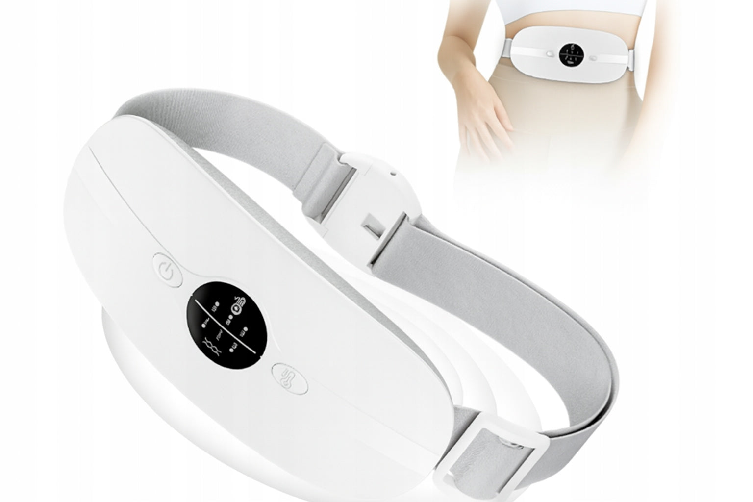 Abdominal massager NGB521 Heating and vibrating belt for painful menstruation WHITE