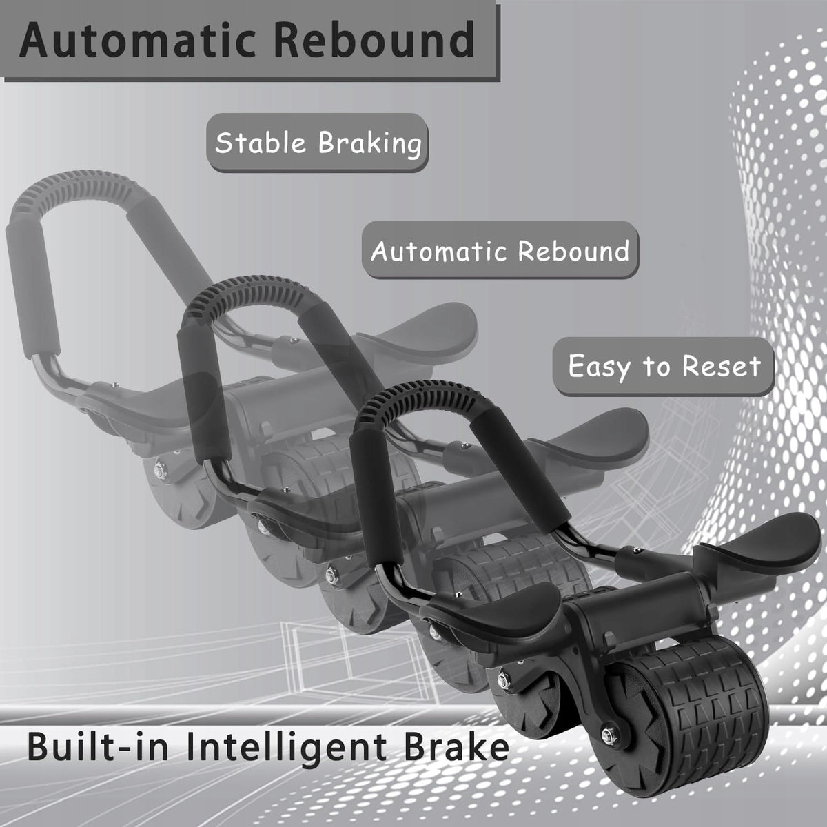 Abdominal training roller with elbow support – automatic, 2 wheels + mat Manufacturer code WAŁEK DO ĆWICZEŃ BRZUCHA PODWÓJ STREFAZAKUPÓW