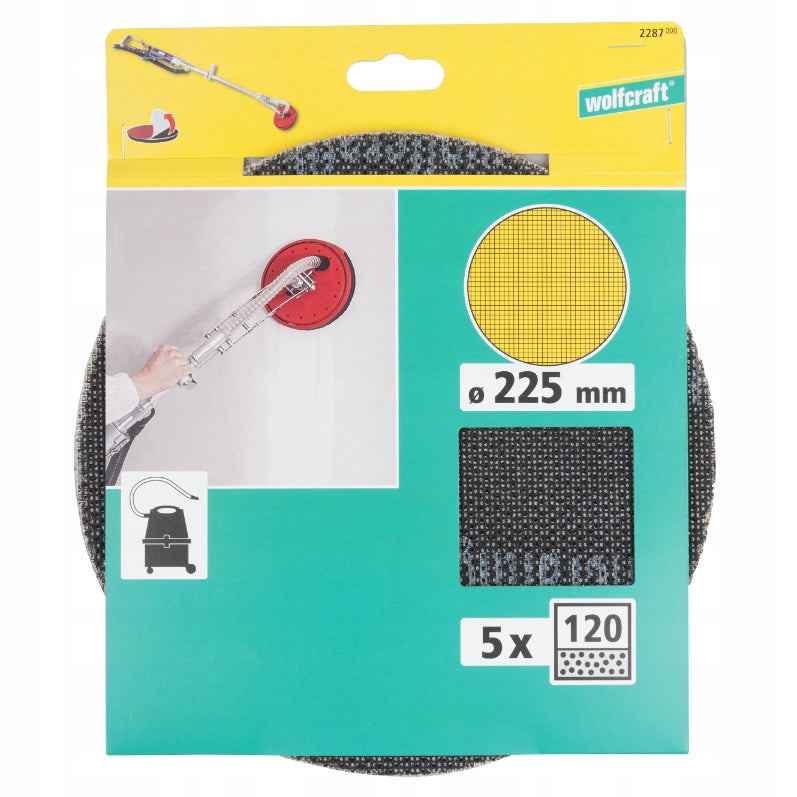 Abrasive mesh 225mm Wolfcraft - gradation 120 to giraffe [5 pcs.]